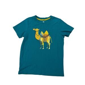 TEA COLLECTION Bactrian Camel Teal Tee Size 10 Kids Short Sleeve Cotton 2 Humps